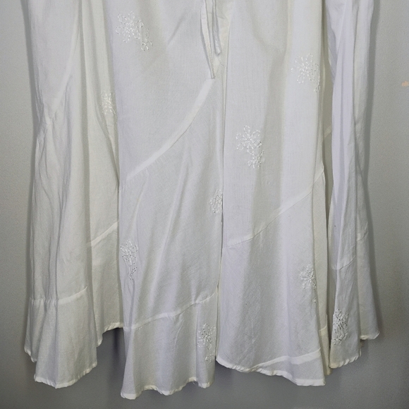 Metro Wear Floral Embroidered Flowy Midi Skirt White Cottage Boho Plus Size 3X - Picture 2 of 14